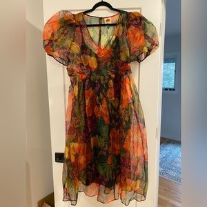 Farm Rio Puff Sleeve Black Floral Organza Dress. Size XL. New with tags!